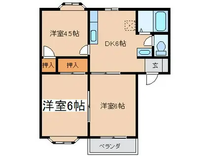 ユーリクレスA(3DK/1階)の間取り写真