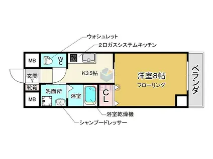 ロイヤルクィーンズパーク清風荘(1K/6階)の間取り写真