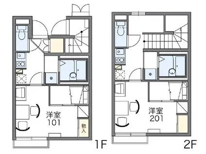 レオパレスティダ(1K/2階)の間取り写真