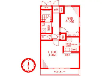 フローラコート(1LDK/2階)の間取り写真