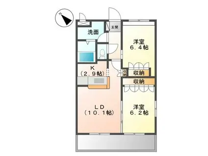 WINDSORCASTLE夜須III番館(2LDK/2階)の間取り写真
