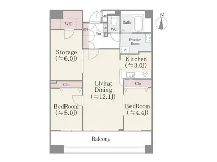 クレアールフレスカ(2LDK/2階)の間取り写真