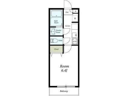 リリックコート長島(1K/2階)の間取り写真