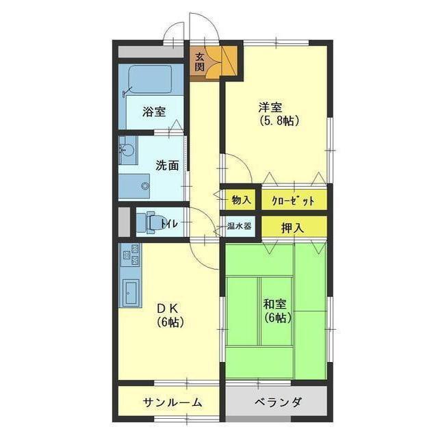 ブランシュール(2DK/1階)の間取り写真