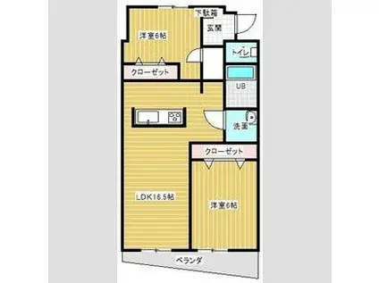 近鉄名古屋線 白子駅 徒歩20分 5階建 築16年(2LDK/1階)の間取り写真