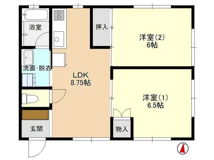 サンヒル8(2DK/1階)の間取り写真