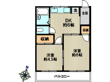 八甲マンション(2DK/1階)の間取り写真