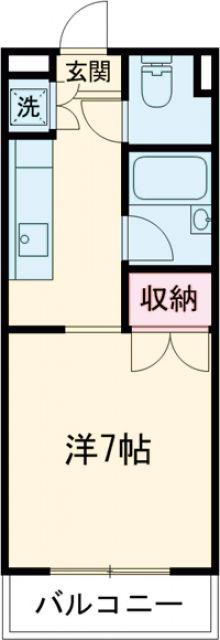 第2百田ハイツ(1K/4階)の間取り写真
