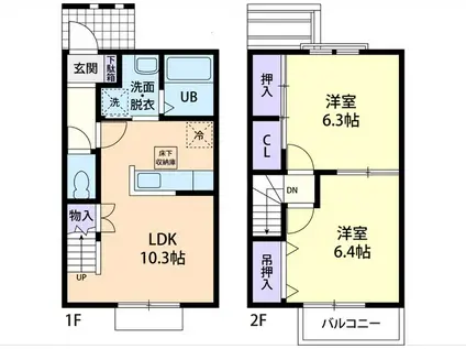カーサフェリーチェ(2LDK/1階)の間取り写真