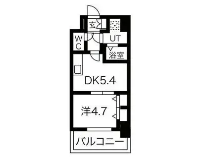 ファステート難波ラグジュ(1DK/9階)の間取り写真