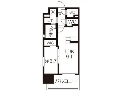 オープンレジデンシア天神今泉(1LDK/4階)の間取り写真
