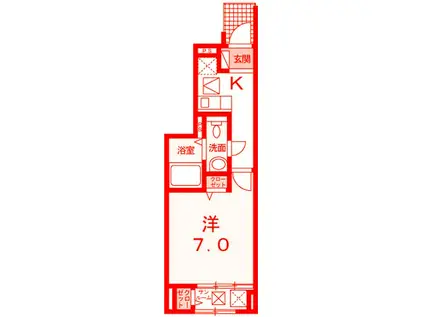 マルイレジデンス湘南A(1K/1階)の間取り写真