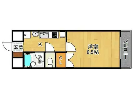 ラ・スリーズクレハ(1K/6階)の間取り写真