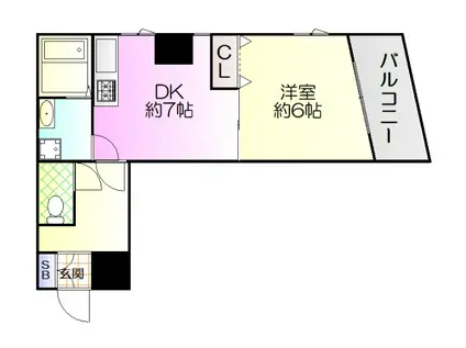 クリア・スイング(1DK/4階)の間取り写真