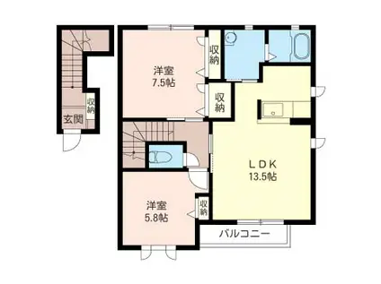 アドミラブールC(2LDK/2階)の間取り写真
