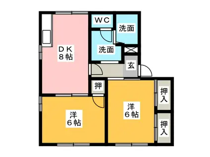 コーポM(2DK/1階)の間取り写真