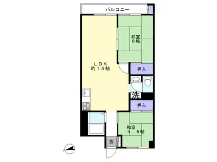 新松戸コーポA棟(2LDK/2階)の間取り写真
