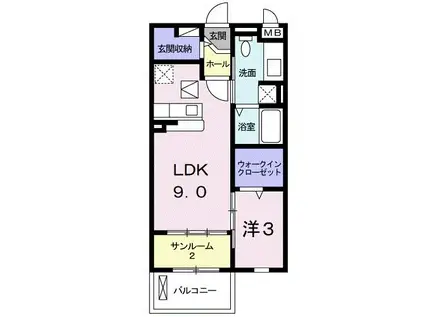 スワロウテイル(1LDK/1階)の間取り写真