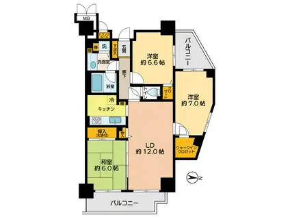 ベルシャトゥ立川(3LDK/15階)の間取り写真