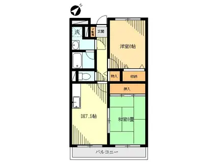 クレスト鹿浜(2DK/2階)の間取り写真