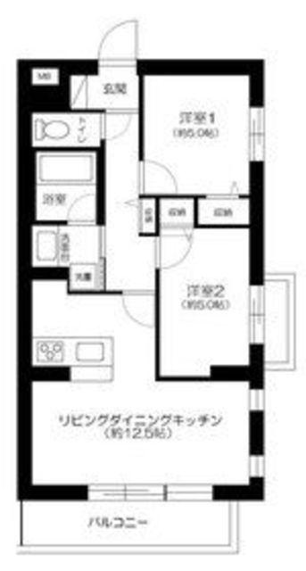 エルミ上落合(2LDK/4階)の間取り写真