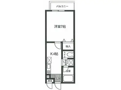 タウンコート池尻(1K/1階)の間取り写真