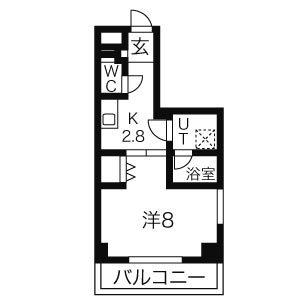 ベレーサ山王(1DK/5階)の間取り写真
