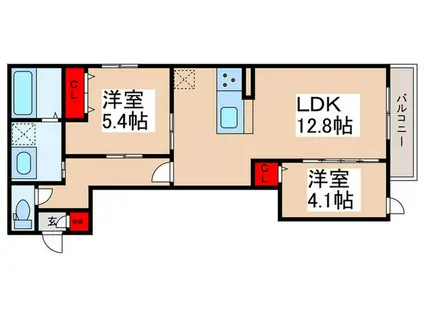 ウィンドテラス瑞江(2LDK/1階)の間取り写真