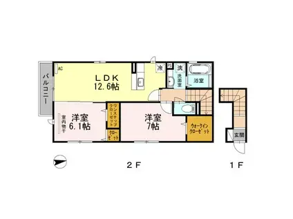 グランドリベルテ(2LDK/2階)の間取り写真