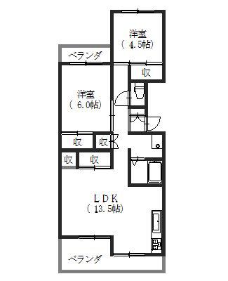 久我のもり(2LDK/2階)の間取り写真