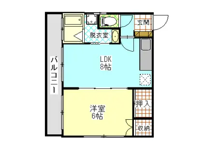 サンパティーク東谷山(1LDK/4階)の間取り写真