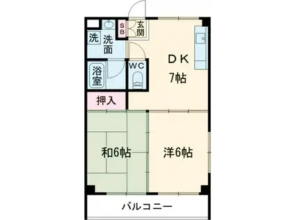 エステートKOUWA(2DK/2階)の間取り写真