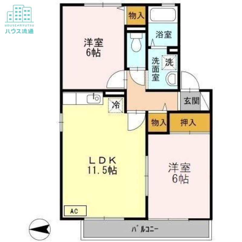 ロイヤルガーデン永田A(2LDK/2階)の間取り写真