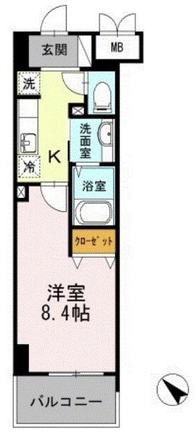 YAMAZAKISEKIYUBLD(1K/2階)の間取り写真