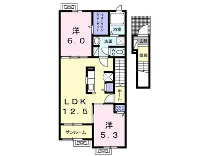 ル・ヴィラージュ(2LDK/2階)の間取り写真