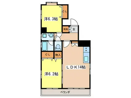 アバンティ堺町(2LDK/6階)の間取り写真