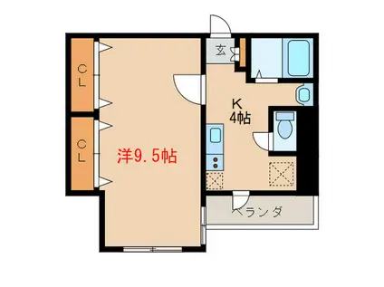 ヴィアーレ舟入中町(1K/4階)の間取り写真