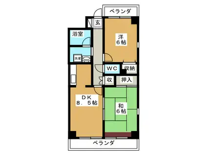 コルギー金沢文庫(2DK/2階)の間取り写真