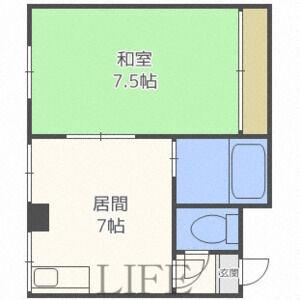 クレストコート厚別(1DK/3階)の間取り写真