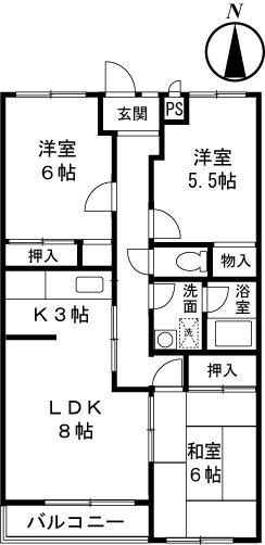 メゾンビューラー(3LDK/2階)の間取り写真