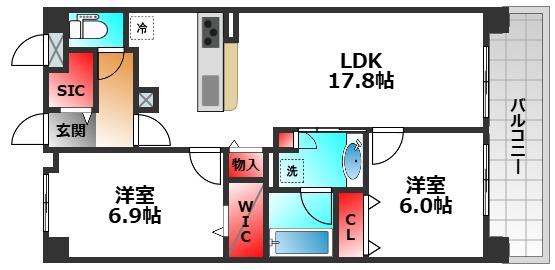 カーサ マリーナ モンテカルロ(2LDK/2階)の間取り写真