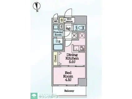 HYS TSURUKAWA(1DK/5階)の間取り写真