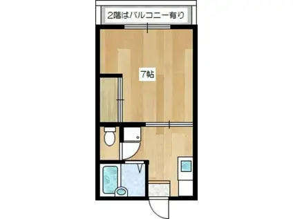 フラットJ(1K/2階)の間取り写真