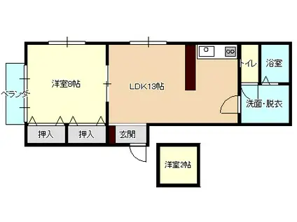 コーポライラック(1LDK/2階)の間取り写真