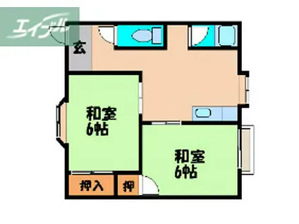 サンパレスクロズミ A棟(2DK/2階)の間取り写真