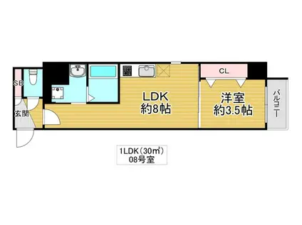 GROOVE今福鶴見(1LDK/6階)の間取り写真