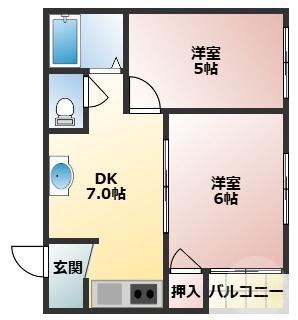 レジデンス三津屋(2DK/3階)の間取り写真
