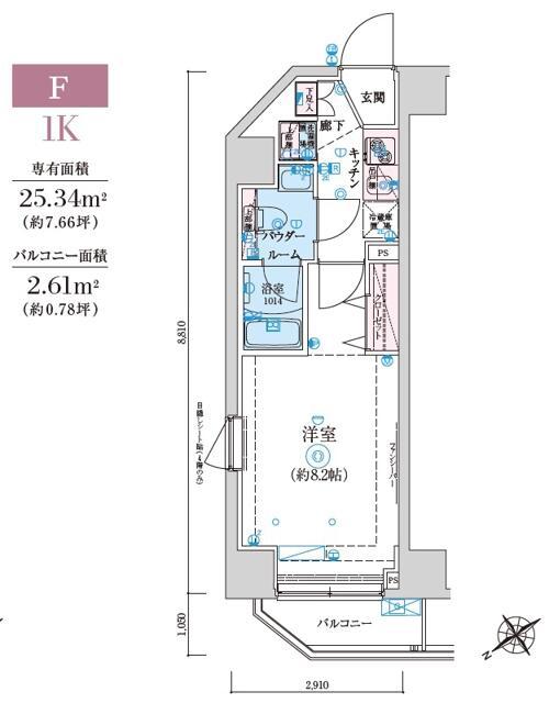 リヴシティ亀戸(1K/4階)の間取り写真