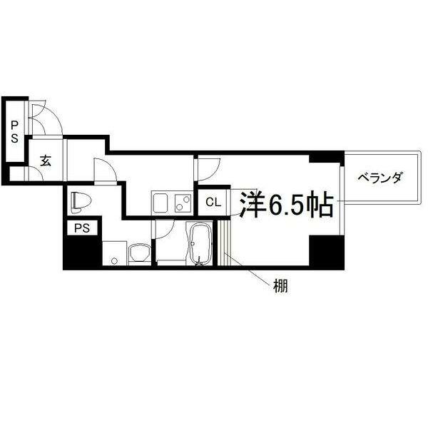 クレビオス南堀江(1K/3階)の間取り写真