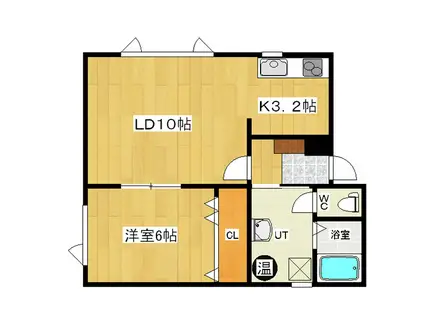 グリーンハイム日の出(1LDK/2階)の間取り写真